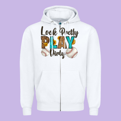 Look Pretty  Play Dirty Zipper Hoodie Designed By Hra Design Shop