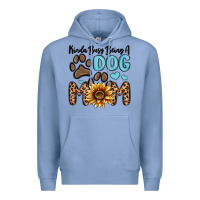 Colony Blue kinda busy being a dog mom Premium Hoodie - MaliasSmallBusiness