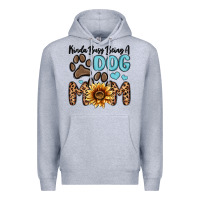 Heather Grey kinda busy being a dog mom Premium Hoodie - MaliasSmallBusiness