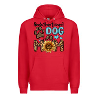 Red kinda busy being a dog mom Premium Hoodie - MaliasSmallBusiness