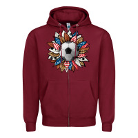 Burgundy football sunflower Zipper Hoodie - HRA Design Shop