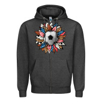 Charcoal Heather football sunflower Zipper Hoodie - HRA Design Shop