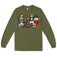 Army Green Christmas cartoon characters coffee cups Long Sleeve Tee - Zillion Design Studio