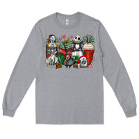 Heather Grey Christmas cartoon characters coffee cups Long Sleeve Tee - Zillion Design Studio