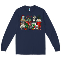 Navy Christmas cartoon characters coffee cups Long Sleeve Tee - Zillion Design Studio
