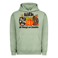 Pigment Oil Green with god all things are possible Urban Hoodie - MaliasSmallBusiness