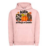 Pigment Salmon with god all things are possible Urban Hoodie - MaliasSmallBusiness