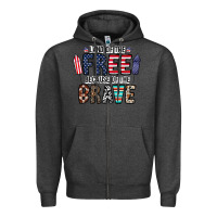 Charcoal Heather land of the beacause of the brave Zipper Hoodie - CowhideDigitalArt