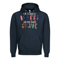 Navy land of the beacause of the brave Zipper Hoodie - CowhideDigitalArt