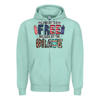 Seafoam land of the beacause of the brave Zipper Hoodie - CowhideDigitalArt