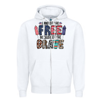 White land of the beacause of the brave Zipper Hoodie - CowhideDigitalArt