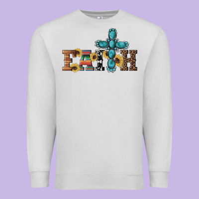 Western Gemstone Cross Faith Premium Sweatshirt Designed By Artiststas