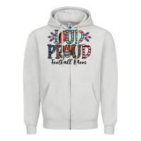 Dove Grey loud proud football mom Zipper Hoodie - CowhideDigitalArt