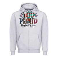 Heather Grey loud proud football mom Zipper Hoodie - CowhideDigitalArt