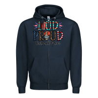 Navy loud proud football mom Zipper Hoodie - CowhideDigitalArt