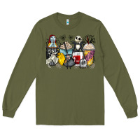 Army Green cartoon characters coffee cups Long Sleeve Tee - Zillion Design Studio