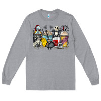 Heather Grey cartoon characters coffee cups Long Sleeve Tee - Zillion Design Studio