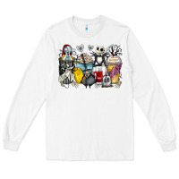 White cartoon characters coffee cups Long Sleeve Tee - Zillion Design Studio