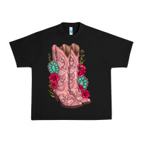 Black floral cowgirl boots Urban Heavy Tee - texasbilliewilder