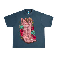 Midnight Navy floral cowgirl boots Urban Heavy Tee - texasbilliewilder