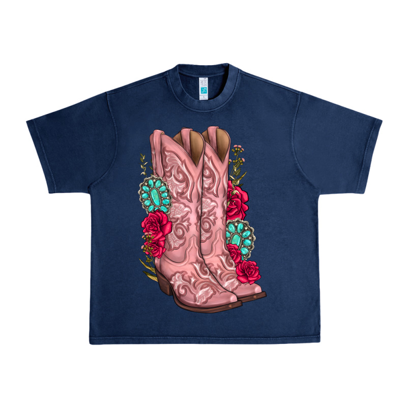 Floral Cowgirl Boots Urban Heavy Tee by texasbilliewilder | Teevron