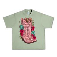 Oil Green floral cowgirl boots Urban Heavy Tee - texasbilliewilder
