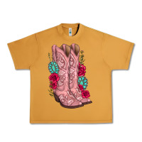 Peanut Butter floral cowgirl boots Urban Heavy Tee - texasbilliewilder