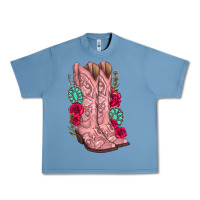 Pebble Blue floral cowgirl boots Urban Heavy Tee - texasbilliewilder