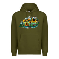 Army Green Kentucky map sunflower cactus serape Premium Hoodie - RanaPortraitStore