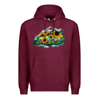 Burgundy Kentucky map sunflower cactus serape Premium Hoodie - RanaPortraitStore