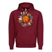 Burgundy basketball sunflower Zipper Hoodie - HRA Design Shop