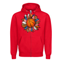 Red basketball sunflower Zipper Hoodie - HRA Design Shop