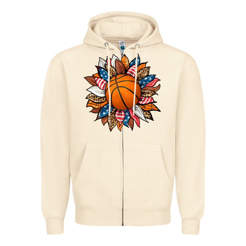 Basketball Sunflower Zipper Hoodie by HRA Design Shop | Teevron