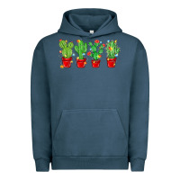 Pigment Midnight Navy Christmas Cactuses Urban Hoodie - MaliasSmallBusiness
