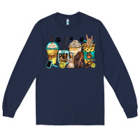 Navy pet groomer coffee cups Long Sleeve Tee - Zillion Design Studio