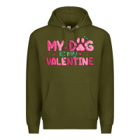 Army Green my dog is my valentine Premium Hoodie - MaliasSmallBusiness