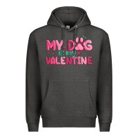 Charcoal Heather my dog is my valentine Premium Hoodie - MaliasSmallBusiness
