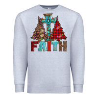 Heather Grey cross and christmas trees Premium Sweatshirt - AdoDesignShop