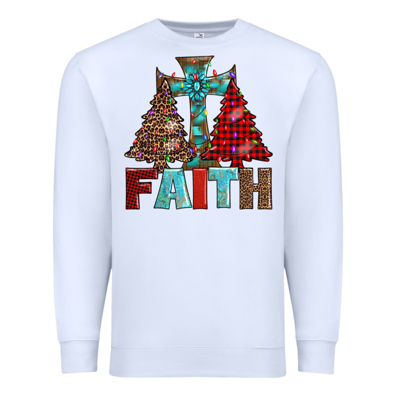 Cross And Christmas Trees Premium Sweatshirt by AdoDesignShop | Teevron
