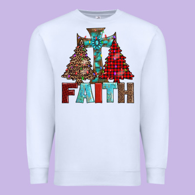 Cross And Christmas Trees Premium Sweatshirt Designed By Adodesignshop