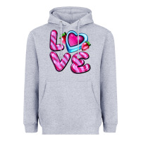 Heather Grey love with strawberry candy Heavyweight Hoodie - AdoDesignShop
