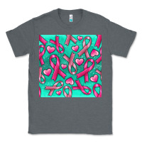 Charcoal Heather Cancer Ribbon with Heart Classic Tee - texasbilliewilder