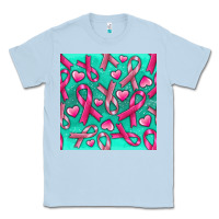Dusty Blue Cancer Ribbon with Heart Classic Tee - texasbilliewilder