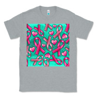 Heather Grey Cancer Ribbon with Heart Classic Tee - texasbilliewilder