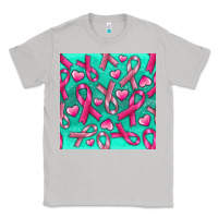 Moon Dust Cancer Ribbon with Heart Classic Tee - texasbilliewilder