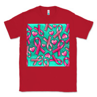Red Cancer Ribbon with Heart Classic Tee - texasbilliewilder