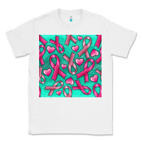 White Cancer Ribbon with Heart Classic Tee - texasbilliewilder