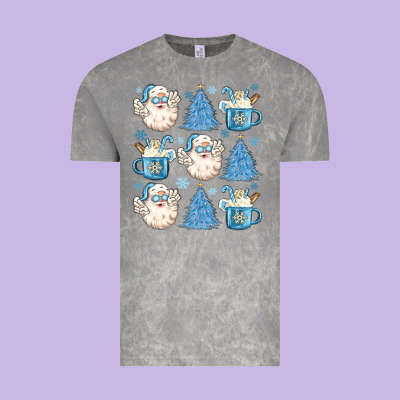 Vintage Tee santa claus doodles christmas