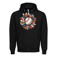 Black baseball sunflower Zipper Hoodie - HRA Design Shop