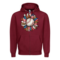 Burgundy baseball sunflower Zipper Hoodie - HRA Design Shop